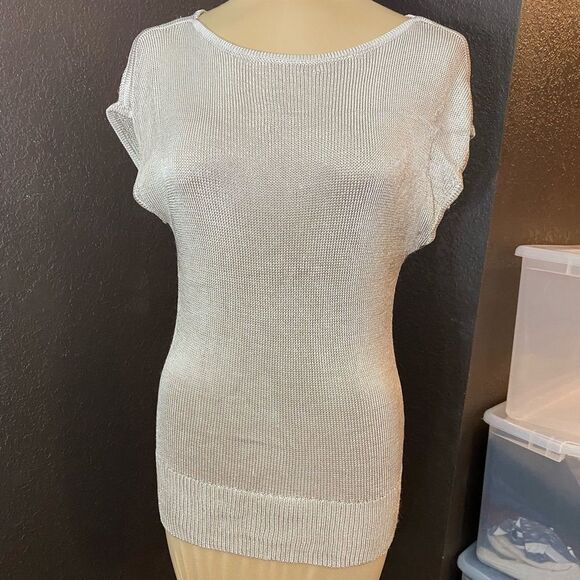 ANN Taylor petite size medium Gold‎ slinky knit dolman sleeve tunic sweater - Picture 1 of 6